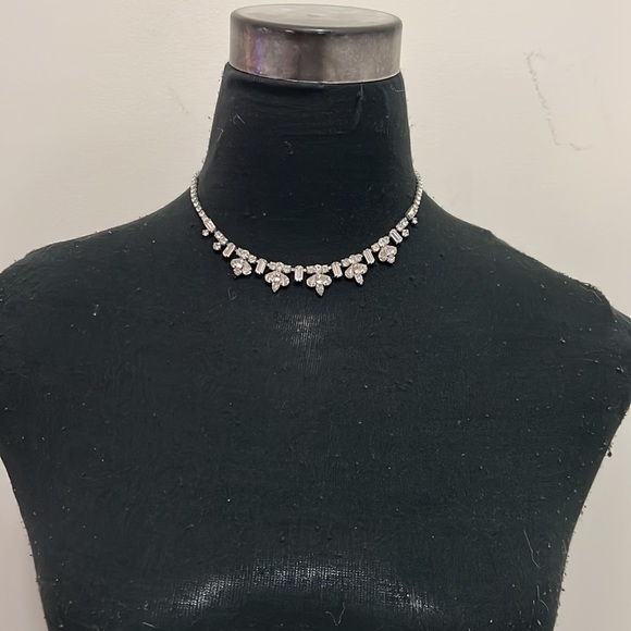Sherman Vintage Rhinestone Crystal Silver Choker Statement Necklace - Picture 12 of 16